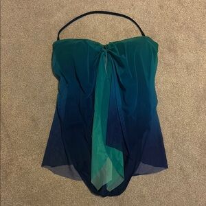Ralph Lauren Blue and Green Strapless or Strap Behind Neck  Dress Size 8